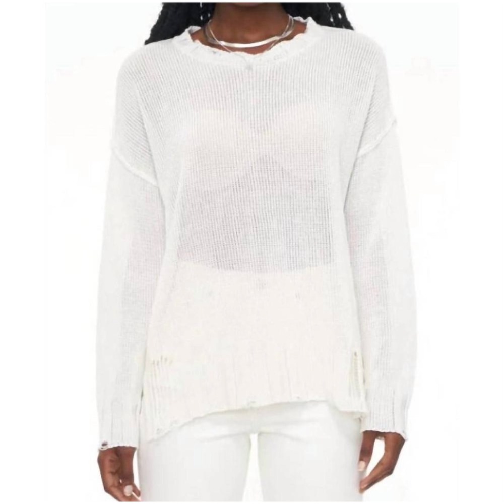 Pistola Elyse Knit Sweater S Vanilla Distressed Minimalist Streetwear